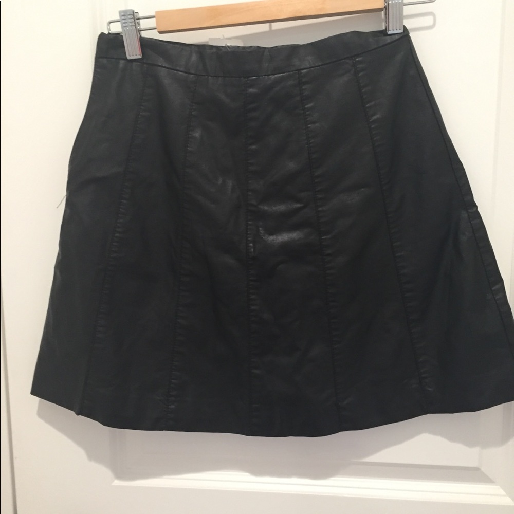 Black faux leather mini skirt